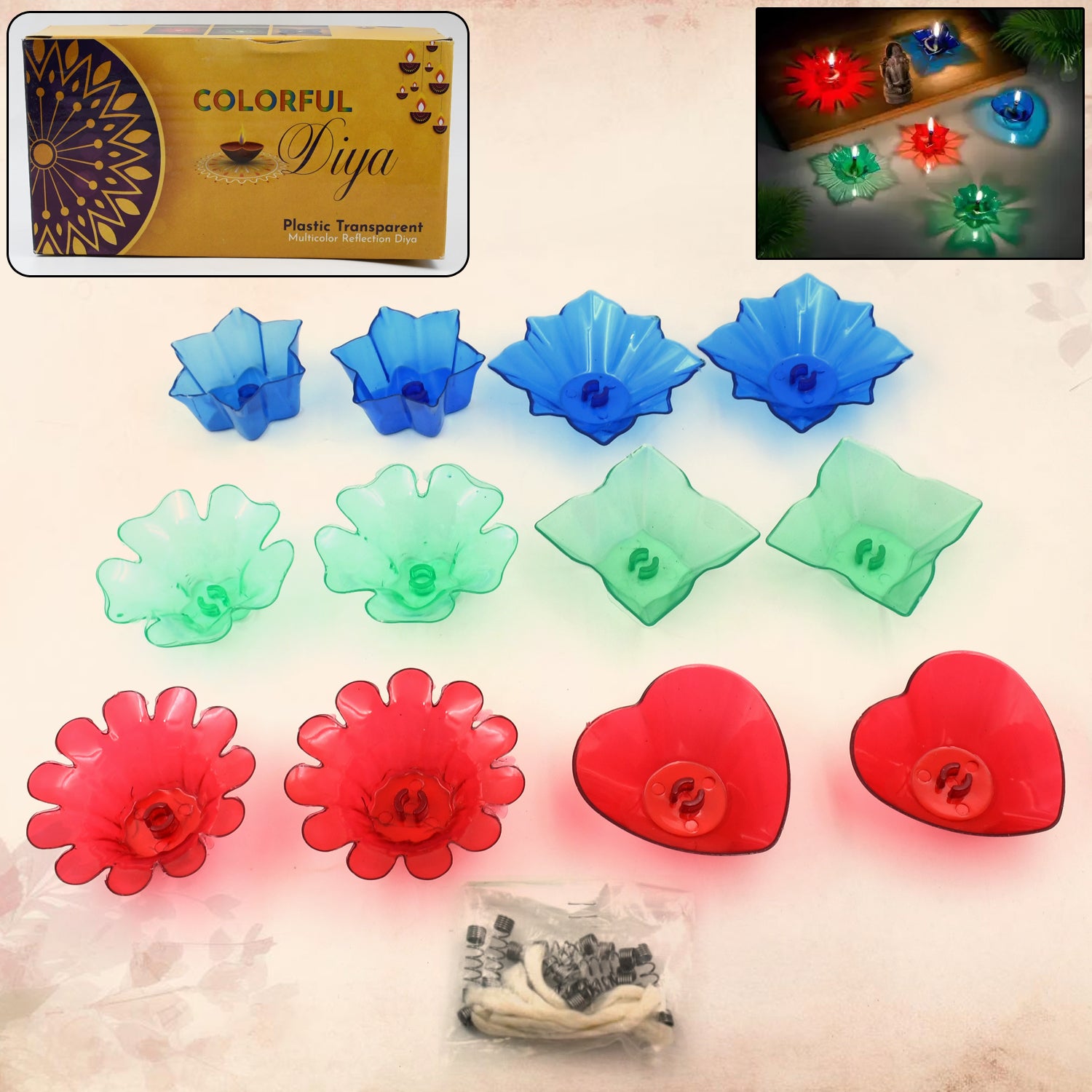 6320 Magical Reflection Diya Set With 6 Attractive Design Cup Set Of 12 Pieces 6320 Magical Reflection Diya Set With 6 Attractive Design Cup Set Of 12 Pieces